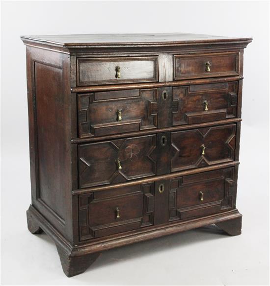 A late 17th century oak chest, W.3ft 2.5in.